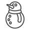 Snowman line icon, Christmas and New Year concept, snow man with scarf, carrot sign on white background, winter fun icon