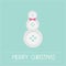 Snowman made from buttons and bow dash line Merry Christmas card Flat design