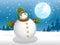 Snowman Moon and snow christmas vector background