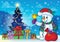 Snowman near Christmas tree theme 3