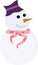 Snowman with orange nose and purple hat