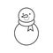 Snowman outline icon, winter and Christmas theme