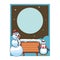 Snowman and penguin with blank wooden sign card