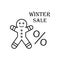 Snowman per cent icon. Simple line, outline vector elements of winter sale icons for ui and ux, website or mobile application