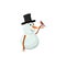 Snowman. Precious frosty, gracious , friendly, squint, bird, hat. Smiling, bullfinch bird