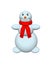 Snowman with red knit scarf 3D illustration isolated on white.