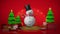 Snowman rotating and waving the hands animation on the Christmas background.