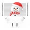 Snowman in Santa Claus Hat Character Mascot with Identification Plate in front of Police Lineup or Mugshot Background extreme