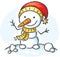 Snowman in a Santa hat
