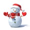 Snowman with Santa`s hat 3d rendering