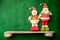 snowman and santa toys on a shelf, christmas banner, copy space for promo or ad