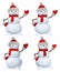 Snowman with scarf on white pointing to something set