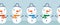 Snowman seamless vector border. Cute snowmen standing in horizontal row. Winter holidays repeating border flat Scandinavian style