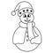 Snowman. Sketch. Smiling snowman in a Christmas cap and a scarf with a cape. Vector illustration. Coloring book for children.