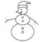 Snowman. Sketch. Smiling snowman in a Christmas hat with a pompom. Vector illustration. Coloring book for children.