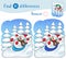 Snowman on sled with christmas gifts. Find 10 differences