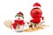 Snowman with sled, Christmas tree and New Year\'s ball