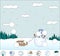 Snowman with sled in the winter forest: complete the puzzle