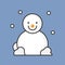Snowman and snow fall, filled outline icon for Christmas theme