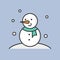 Snowman and snow fall, filled outline icon for Christmas theme