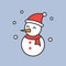 Snowman and snow fall, filled outline icon for Christmas theme