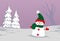 Snowman in the snow field vector illustration background