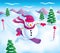 Snowman Snowboarding On The Slopes