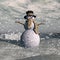 Snowman by snowing evening - 3D render