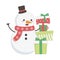Snowman with stacked gift boxes decoration merry christmas