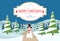 Snowman Standing Winter Snow Forest Road Greeting