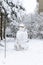 Snowman is standing in the yard of one of the high-rise buildings in Vilnius