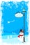 Snowman under lamp post