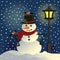 Snowman under lantern