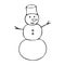 Snowman. Vector illustration. Outline on an isolated background. Doodle style. Coloring book for children. Fabulous character.