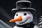 Snowman with Vibrant Carrot Nose - Contrasting with the Monochrome Palette, Three Charcoal Buttons, Vertical Elegance