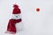 Snowman wearing a face mask, winter hat. scarf on a white background