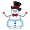 Snowman wearing a hat and bow ties waving his hand for your design vector illustration