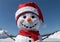 A Snowman Wearing A Santa Hat, With A High Camera Angle. Generative AI