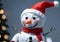 A Snowman Wearing A Santa Hat, With A High Camera Angle. Generative AI