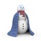 Snowman which was very cold. Snowman is dressed in a woollen cloak