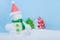 Snowman white christmas day blue background