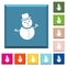 Snowman white icons on edged square buttons