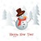 The snowman wishes a happy New Year, snowflake.