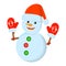 Snowman XMas Isolated icon. Cartoon style. Vector Illustration f