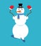 Snowman yoga. Relaxation and meditation. New Year and Christmas