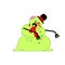 Snowman Zombie isolated. Dead green snowman. end of Christmas. Winter is ending. vector illustration