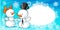 Snowmen in love banner - vector