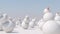 Snowmen moving. Hard light. Abstract animation, 3d render.