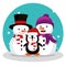 Snowmen and penguin wearing hat and scarf design