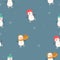 Snowmen are skating. Seamless pattern. Vector graphics